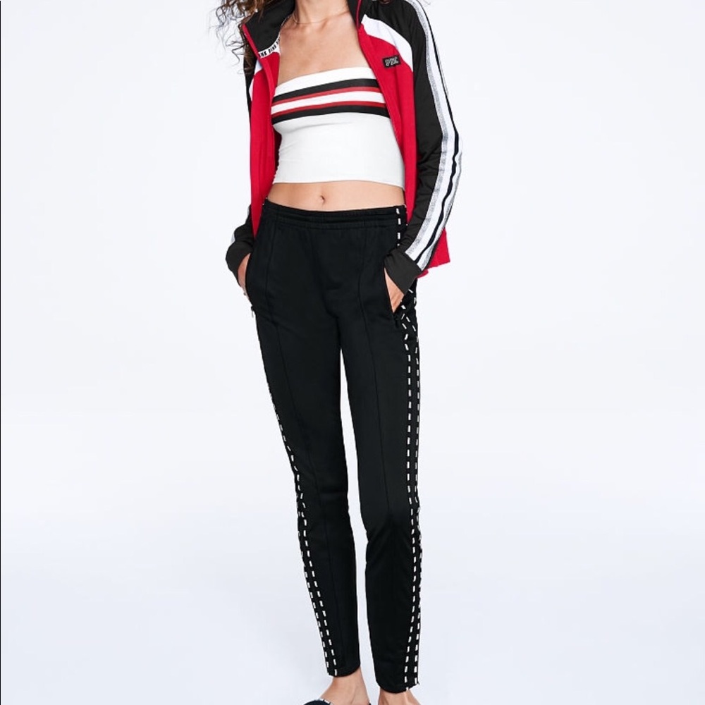 Vs Pink Logo Skinny Track Pants Black Large
